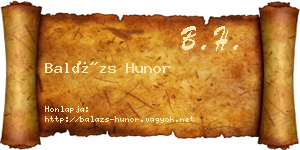 Balázs Hunor névjegykártya